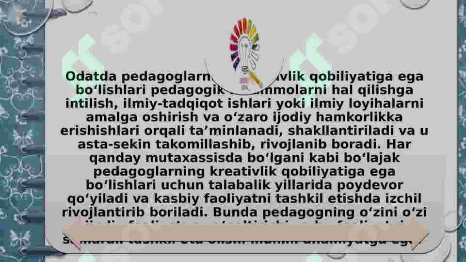Pedagogik kompetentlik va kreativlik 7