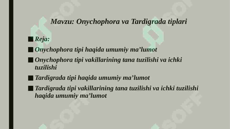 Onychophora va Tardigrada tiplari