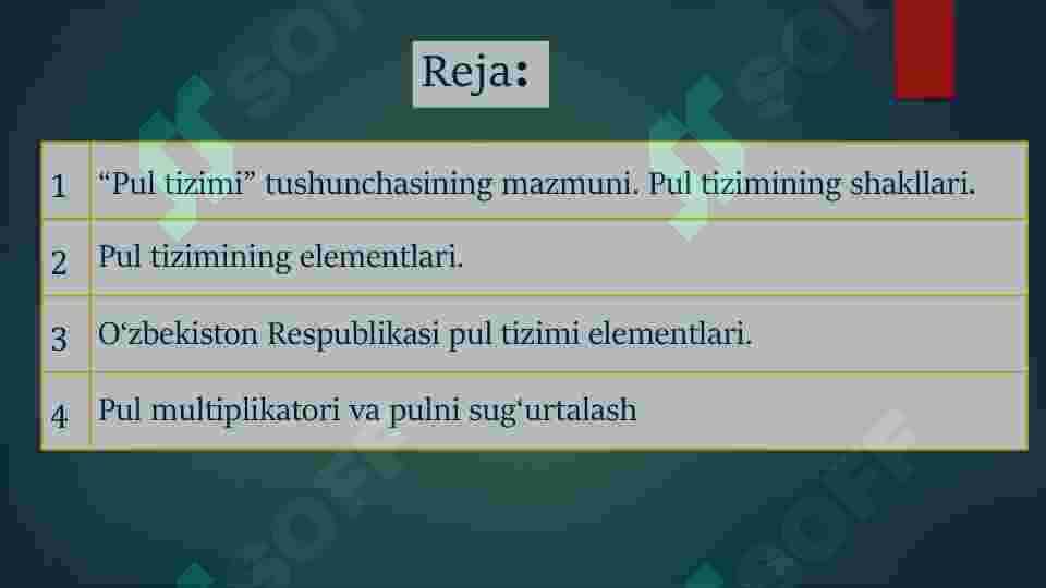 Pul tizimi: mazmuni, turlari va elementlari 2