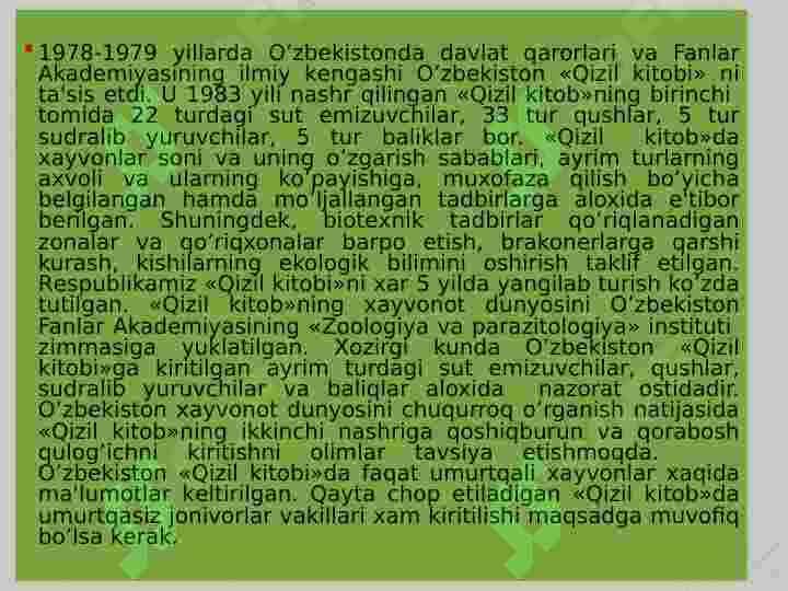 O’zbekiston “Qizil kitob”iga kiritilgan hayvonlar 6