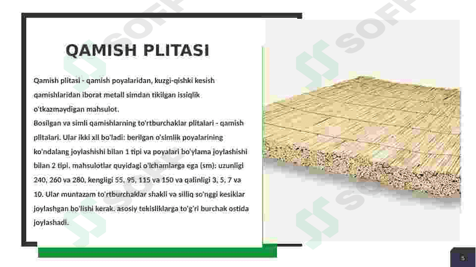 Qamishli plitalarni qurilishda qo’llash 5