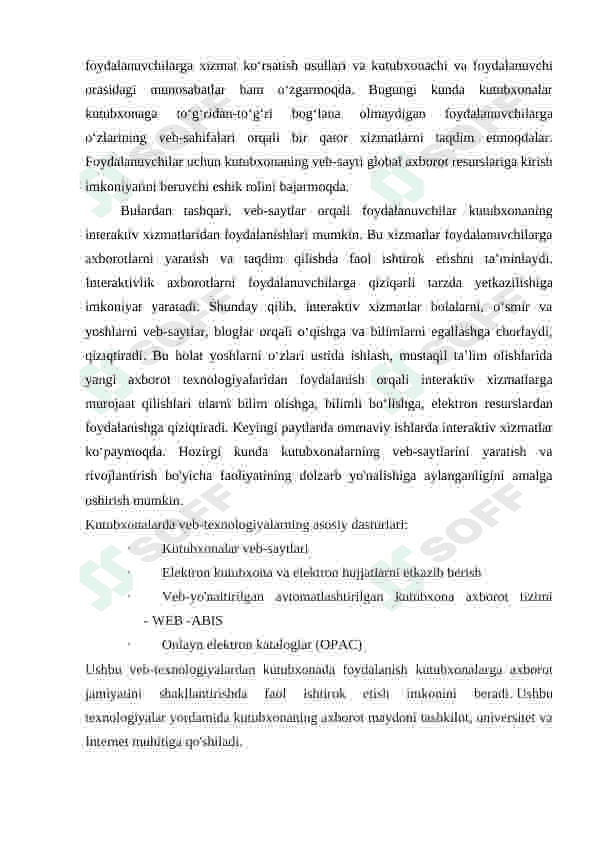 Internet tarmog'ida kutubxonalar online bazasini rivojlantirish usullari 2