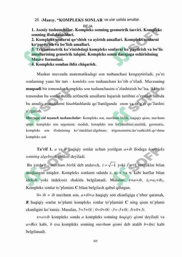 KOMPLEKS SONLAR