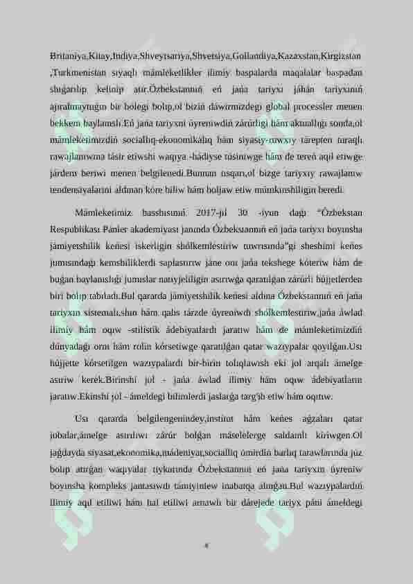 O’zbekstanin’ en’ jan’a tariyxin u’yreniwnin’ ahimyeti 4