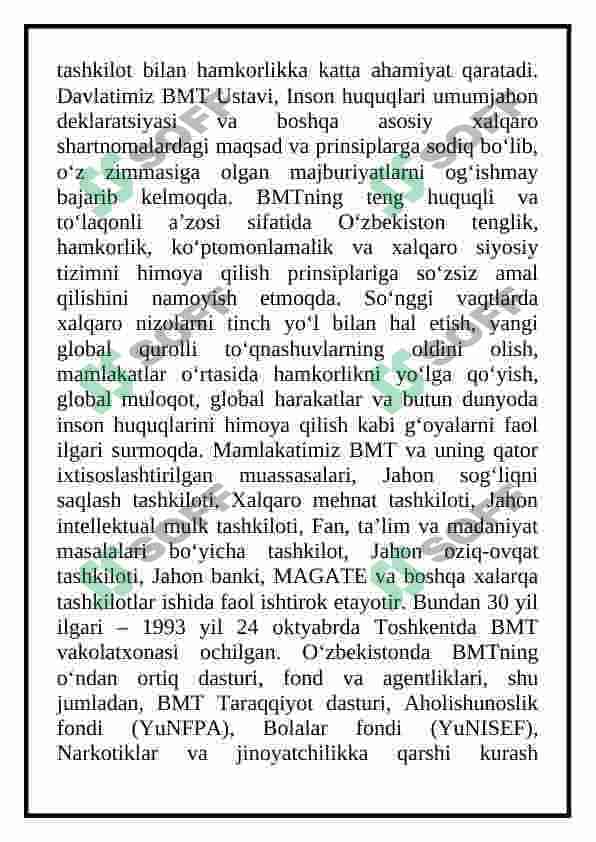 O’zbekiston va BMT aloqalari haqida 3
