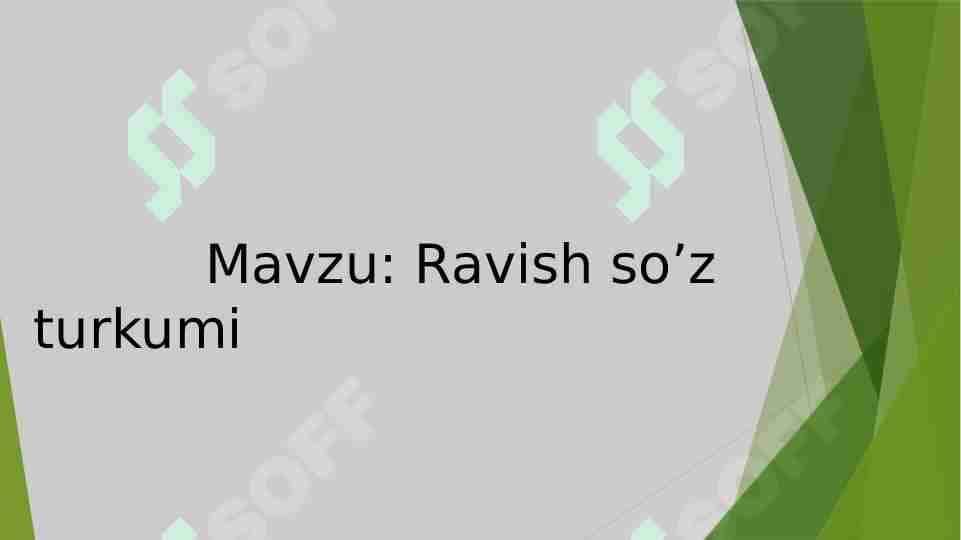 Ravish so'z turkumi