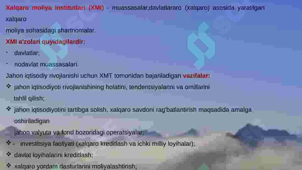 XALQARO MOLIYA INSTITUTLARI, ULARNING MAQSADI VA FUNKSIYALARI 5