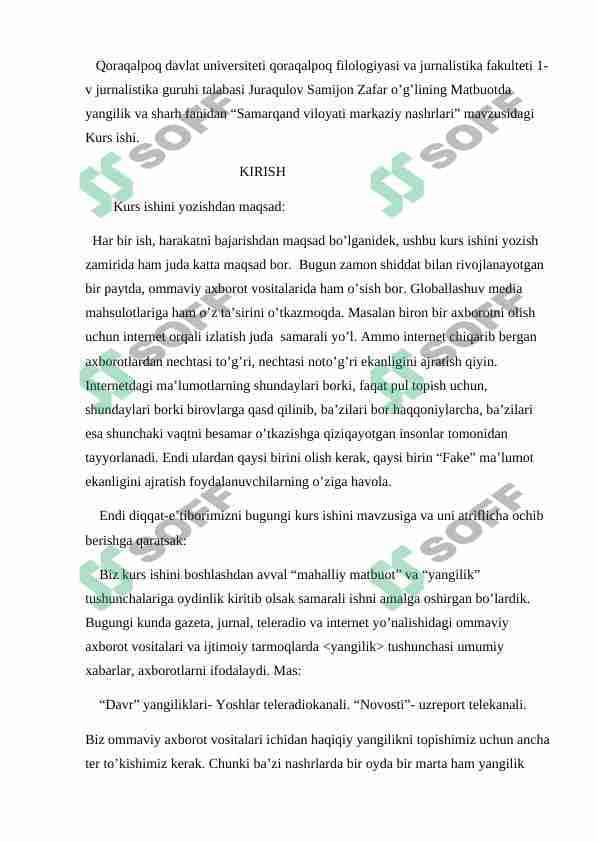 Samarqand viloyati markaziy nashrlari 1