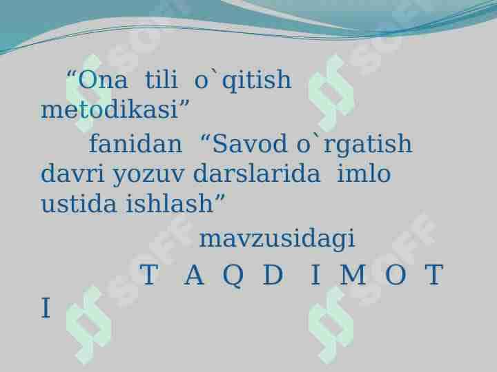 Savod õrgatish davri yozuv darslarida imlo ustida ishlash