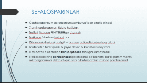 Sefalosporinlar yangi avlodi 2