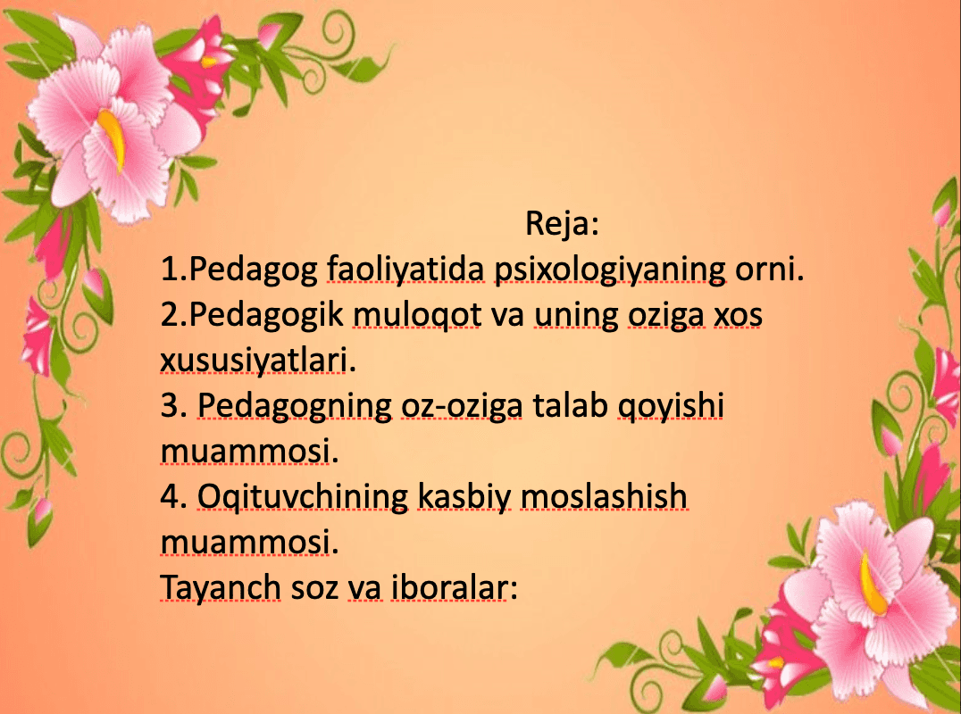 O‘qituvchi psixologiyasi 2