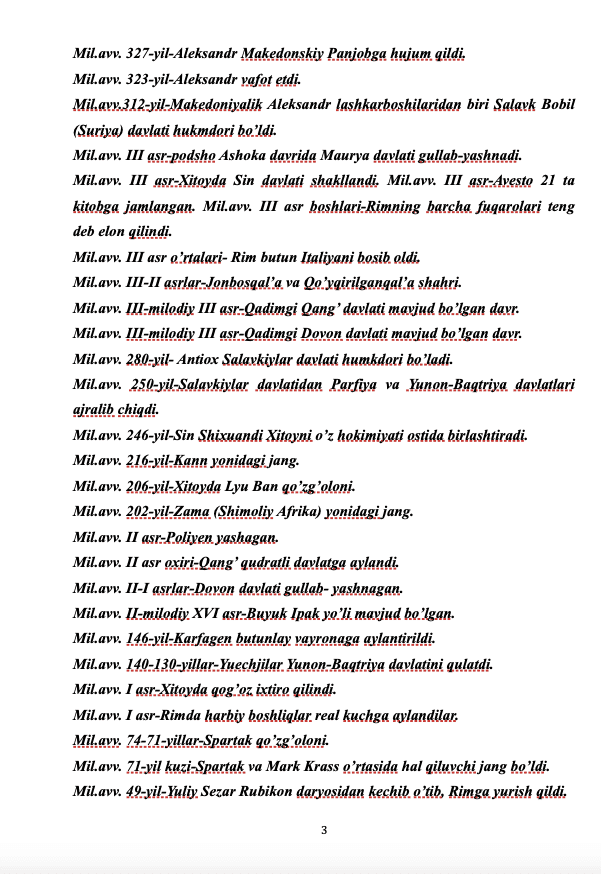 Umumiy tarixdan xronologiya ro'yhati 3