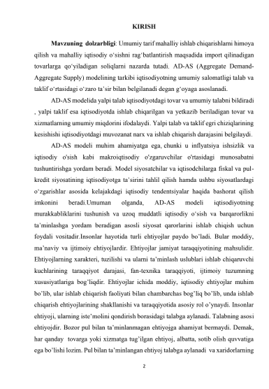 AD-AS modelining makro iqtisodiyotdagi muvozanati 3