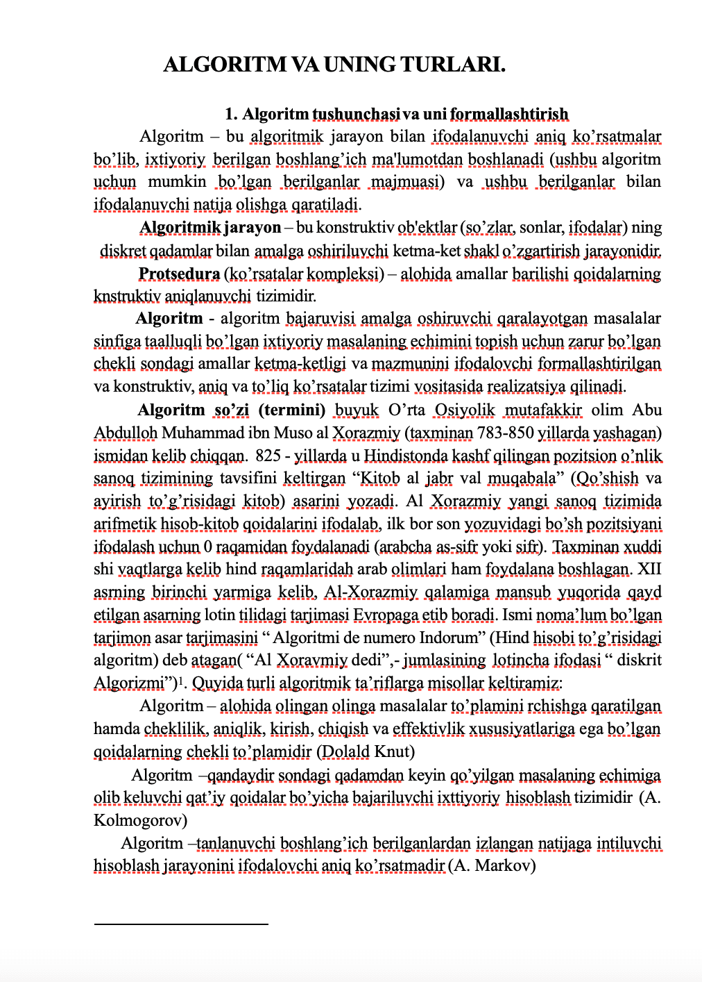 Algoritm va uning turlari 1