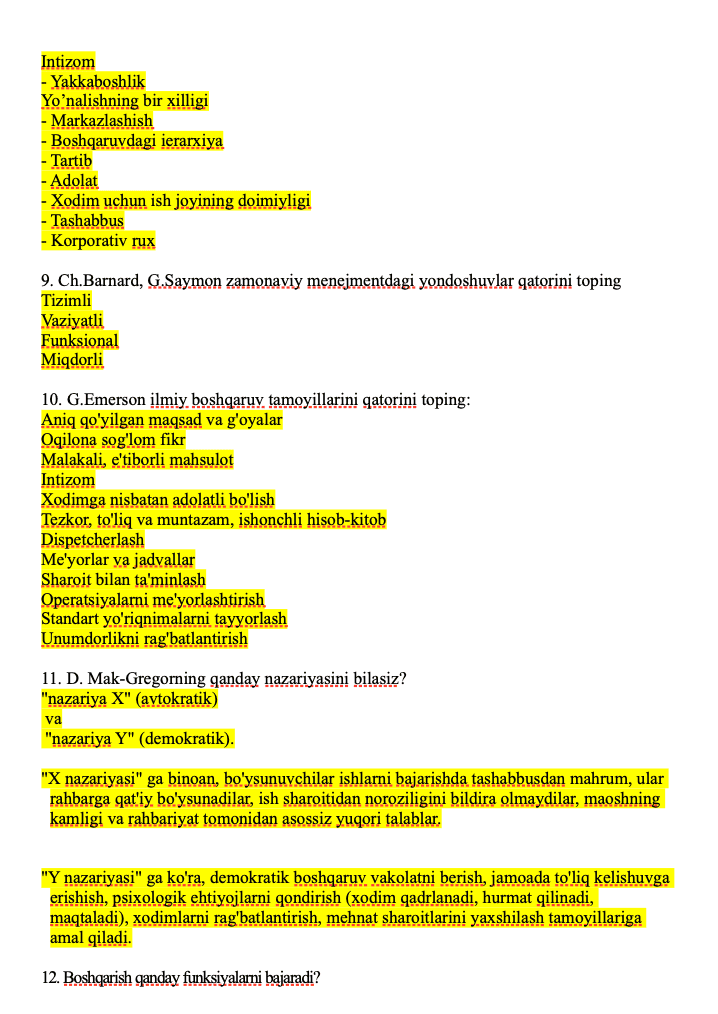 Menejment va Marketing test savollari 2