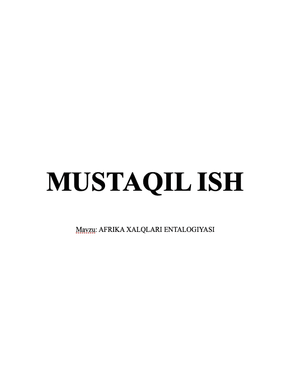 Afrika Xalqlari Madaniy Meroslari 1