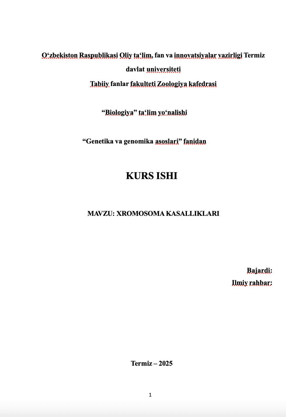 Xromosoma kasalliklari 1