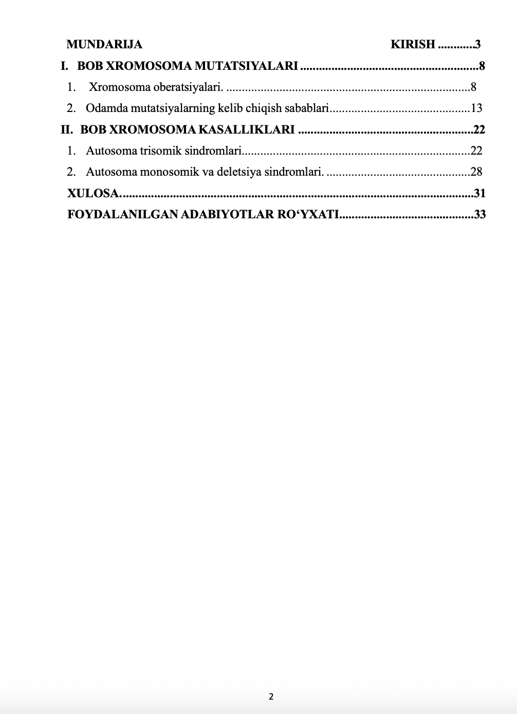 Xromosoma kasalliklari 2