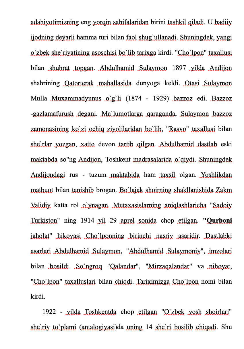Abdulhamid Cho`lpon hayoti va ijodi 2