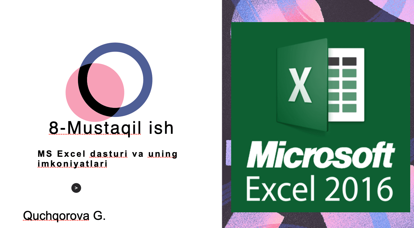 MS Excel dasturi 1