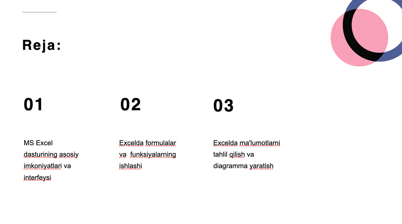MS Excel dasturi 2