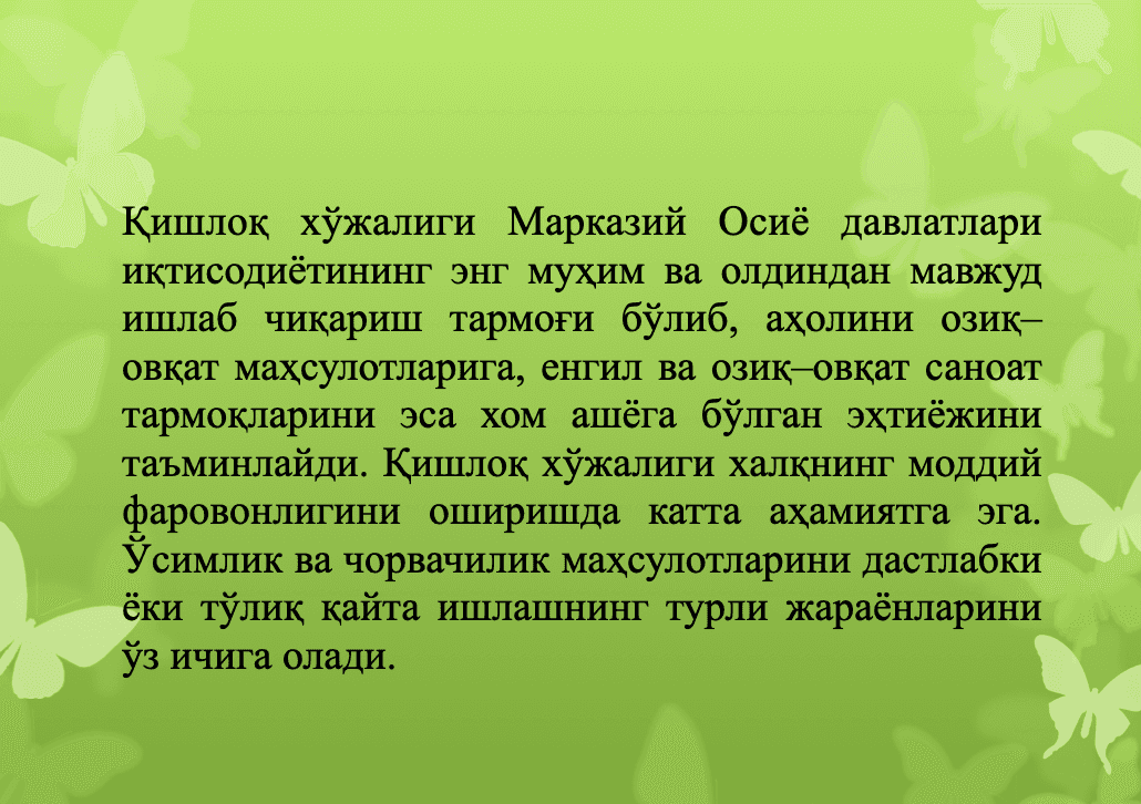 Markaziy Osiyo qishloq xo'jaligi 3