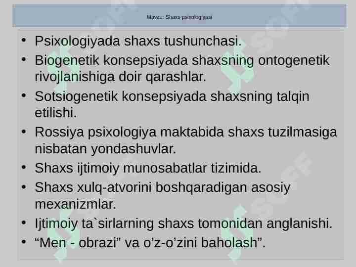 Shaxs psixologiyasi