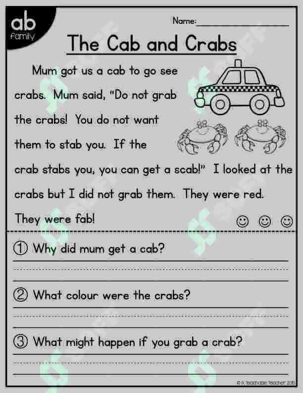 Short Vowel Passages reading elementary with activities 2