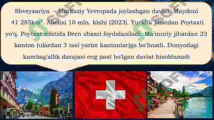 Shvetsariya davlatining iqtisodiy ko’rstatkichlari 3