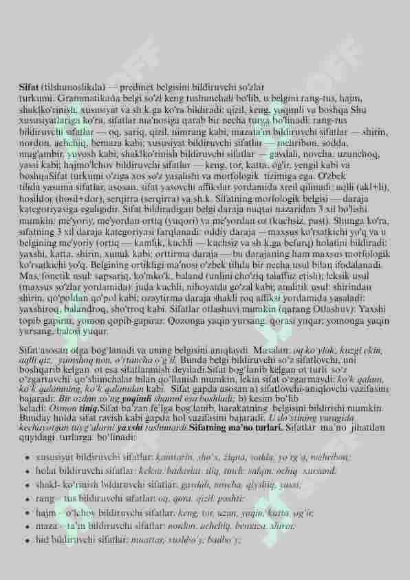 Sifat so‘z turkumi 2