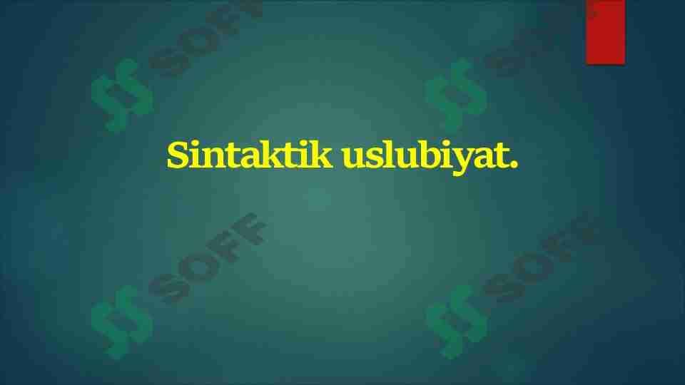 Sintaktik uslubiyat