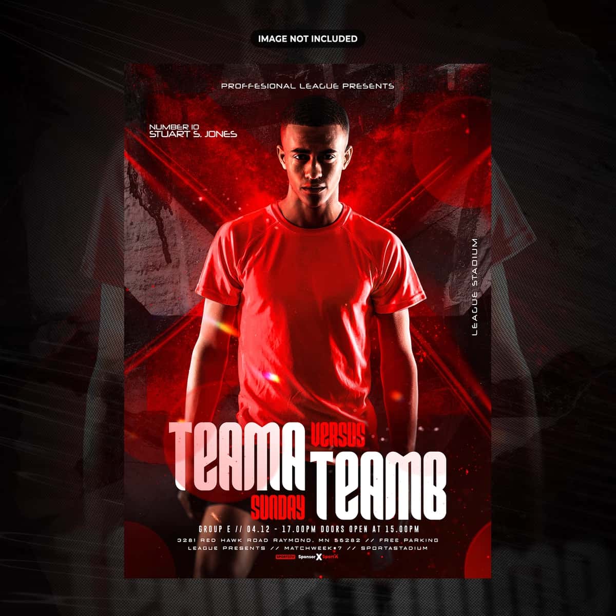 Psd futbol sport tadbirlari uchun flayer shablon | Psd football sport event flyer template 1