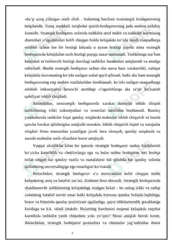 Strategiya yaratishning vazifalari 8
