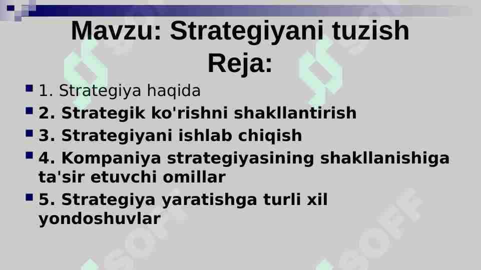 Strategiyani tuzish