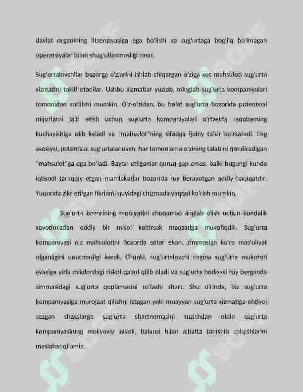 Sug'urta bozori haqida umumiy ma'lumot 2