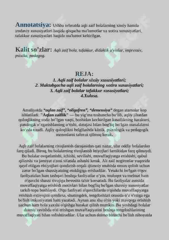 Aqli zaif oʻquvchilarning xissiy-irodaviy xususiyatlari 2