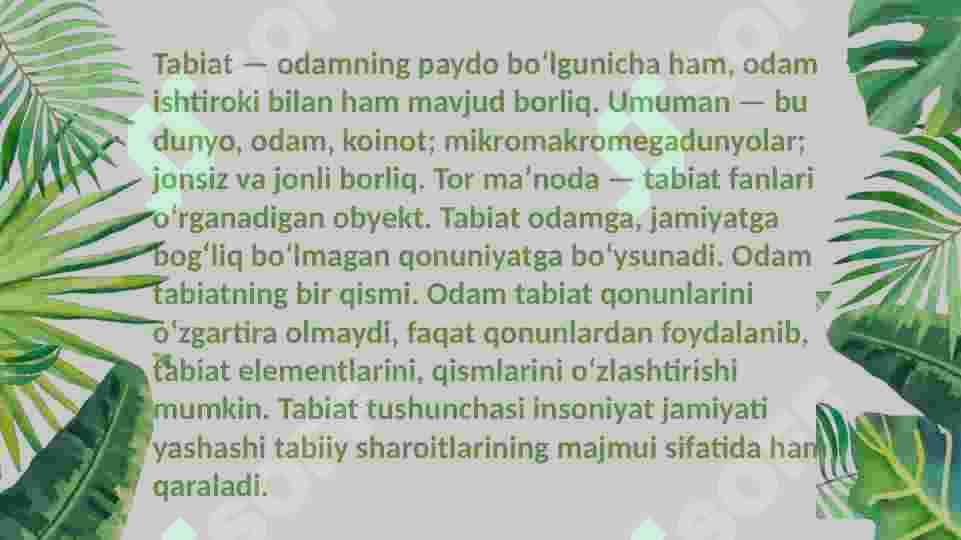 Tabiat va tabiat komponentlari haqida asosiy tushunchalar 3