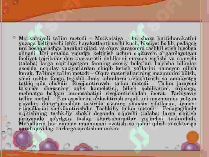 Ta’lim metodlari va vositalari 3