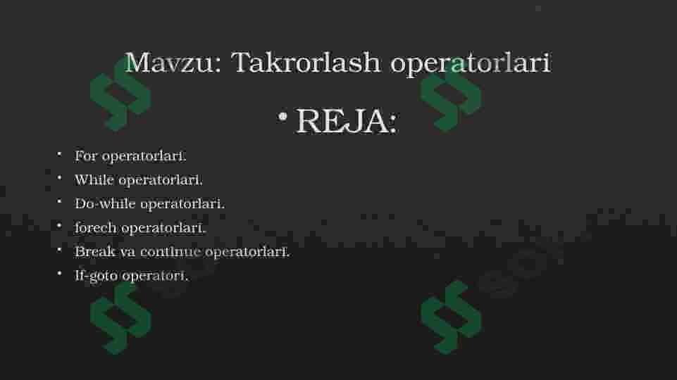 Takrorlash operatorlari c# 2