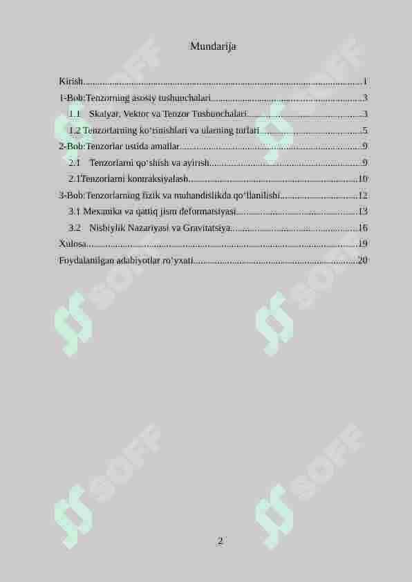 Tenzor kattaliklar va ular ustida amallar 2