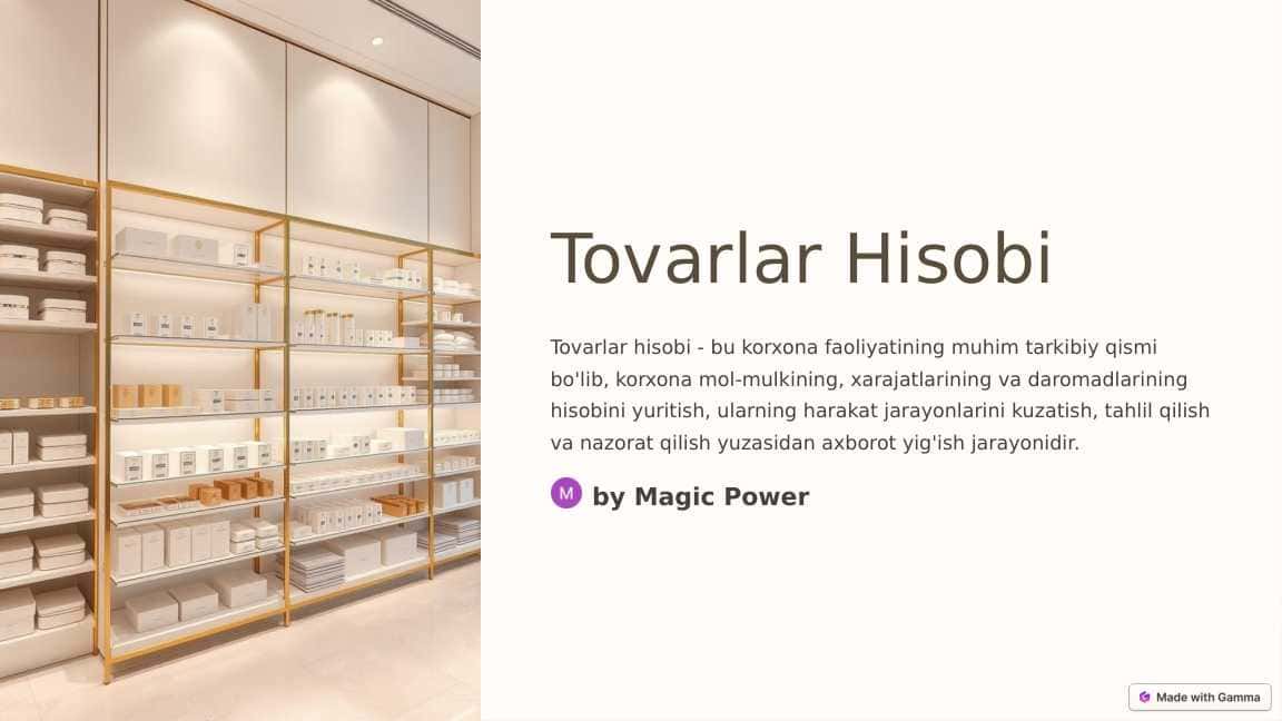 Tovarlar-Hisobi