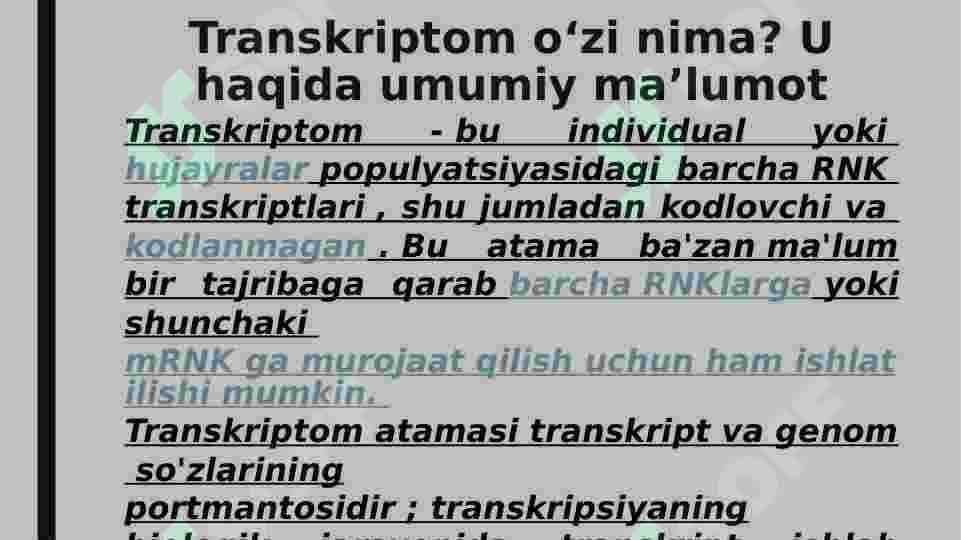 Transkriptomani oʻrganish usullari 2