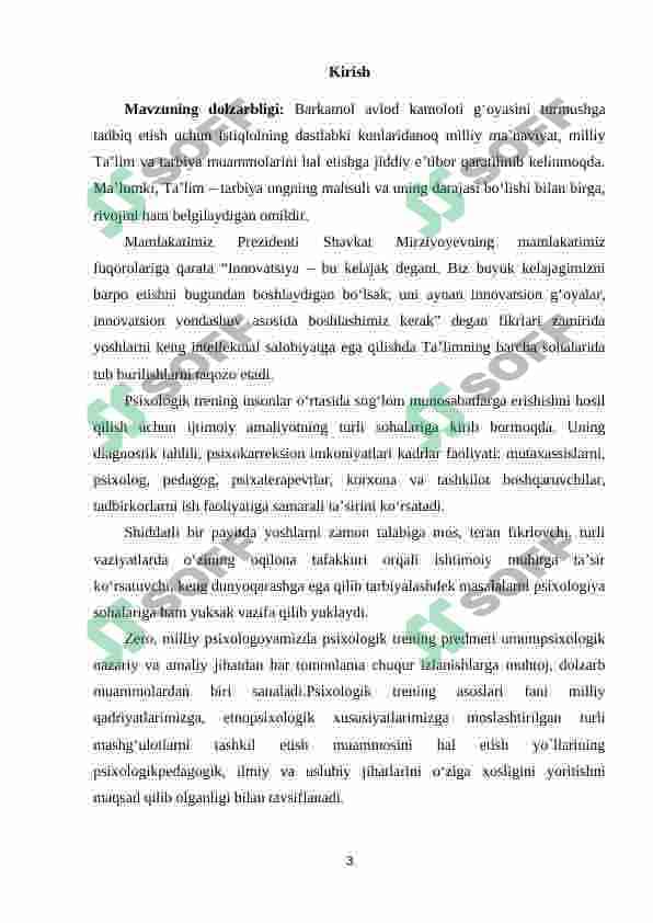 Trening turlari 3