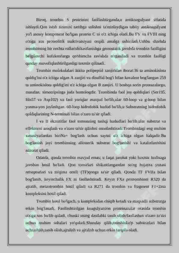 Trombin fermenti va uning tibbiyotdagi ahamiyati 4