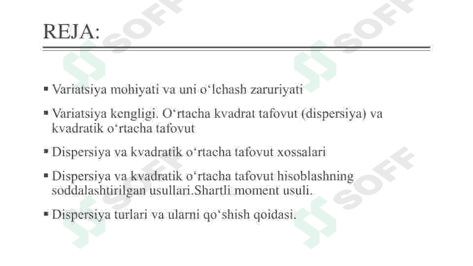 Variatsiya Ko'rsatkichlari 2