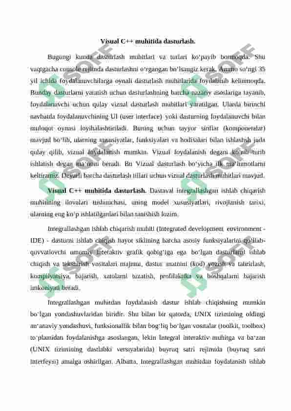 Visual C++ muhitida dasturlash 2
