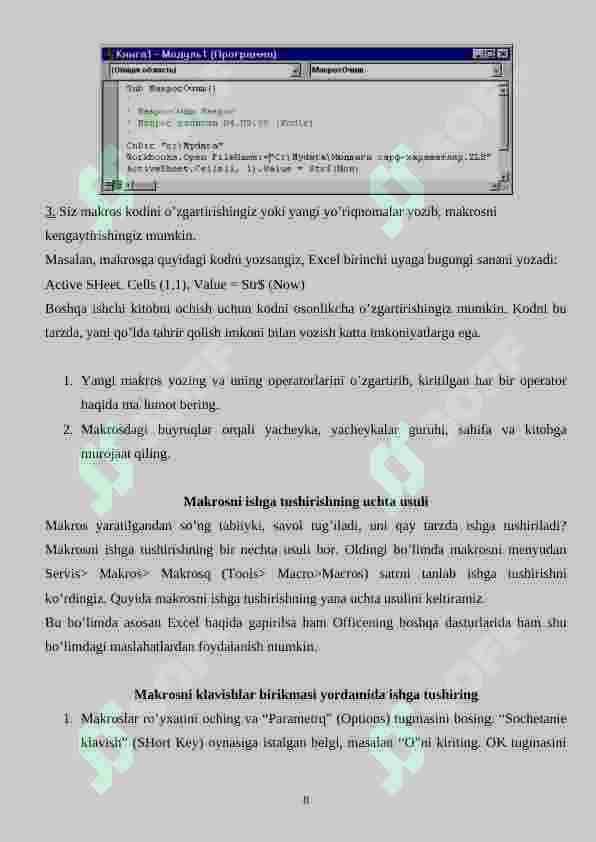 Vizual dasturlash (VBA) 8
