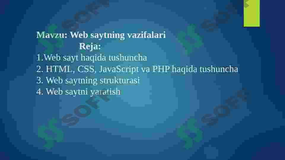 Web saytning vazifalari 2