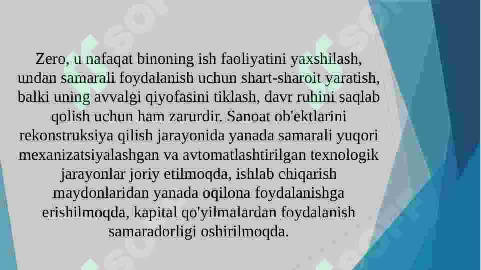 Ishlab chiqarish binolari rekonstruksiyasining xususiyatlari 7