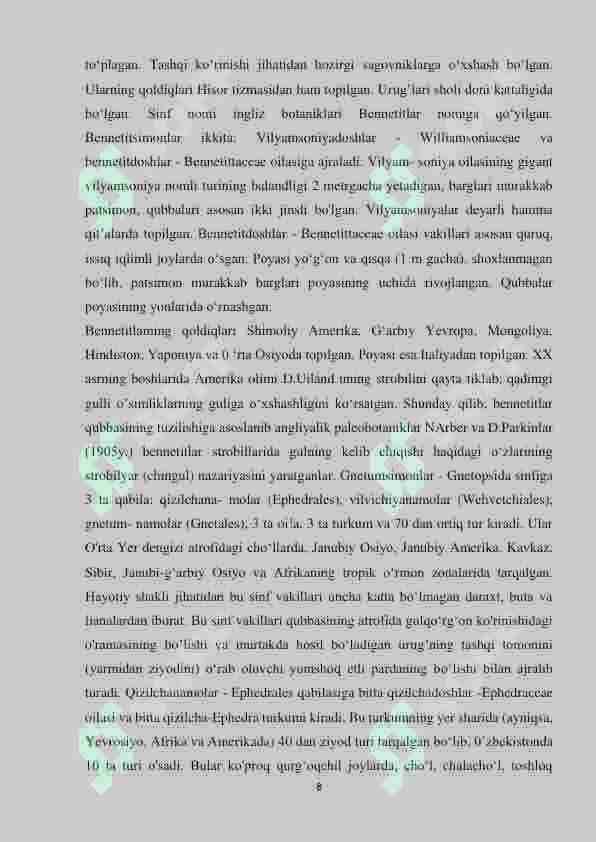 SARVIDOSHLAR (CUPRESSACEAE) OILASI 8